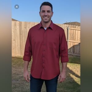 Take 50% OFF- Murano Men's Burgundy Dress Shirt, Size-17 1/2